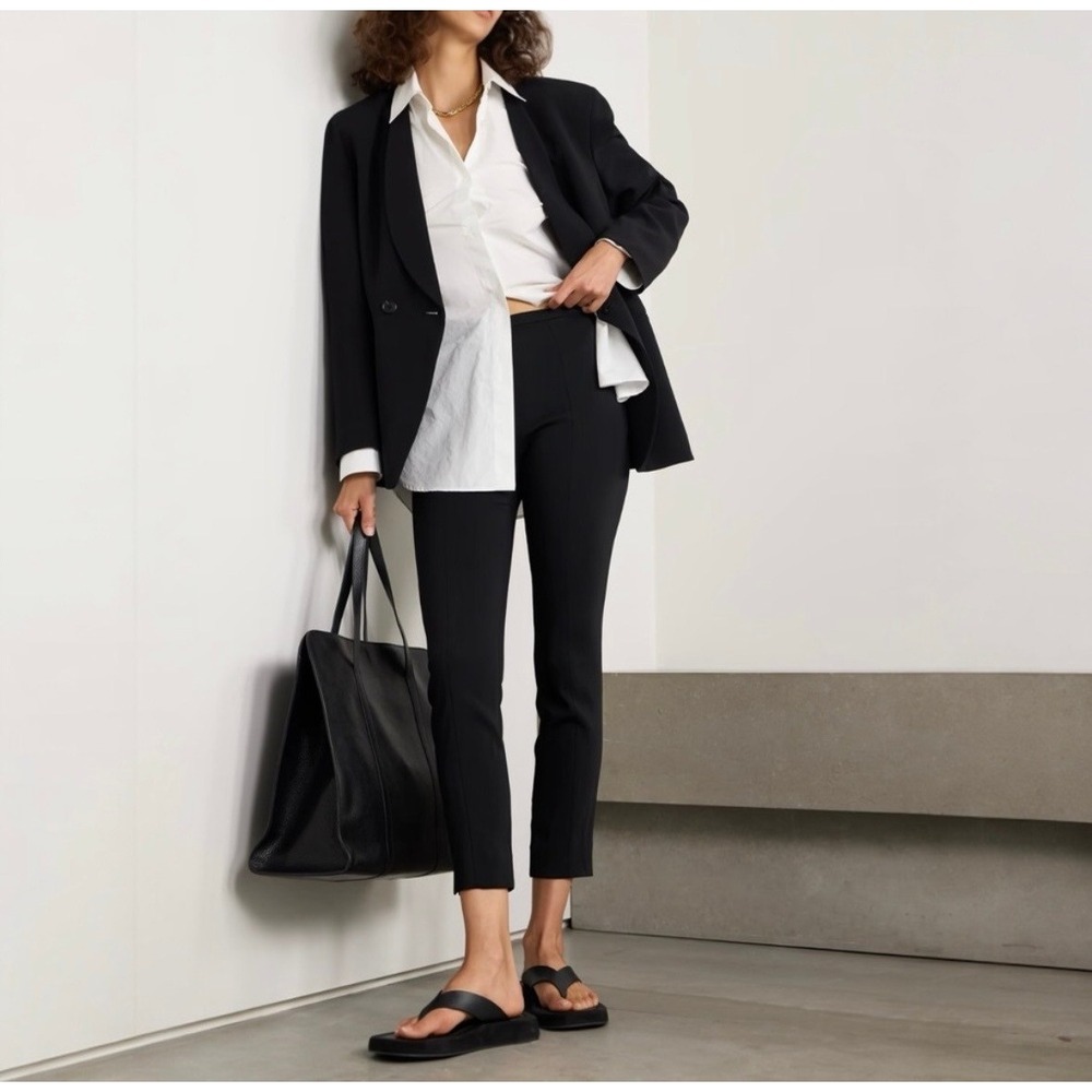 The Row Sovino Stretch Crepe Cropped Pant Black Medium - Picture 2 of 9
